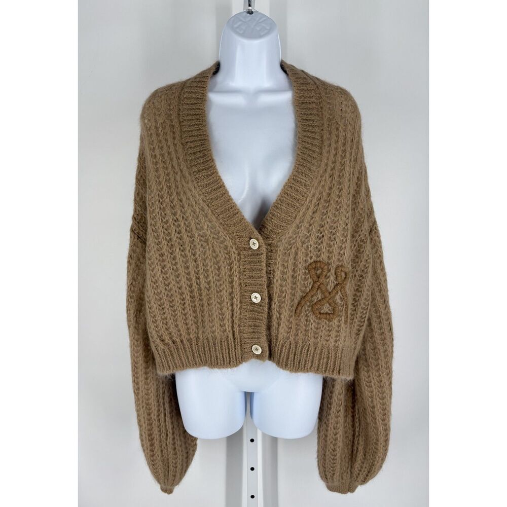 MOTHER Denim Puffy Sleeve Varsity Cardigan - Picture 2 of 9